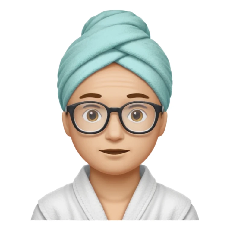 spa nerd: This emoji: 🤓 but with a spa towel on head sticker
