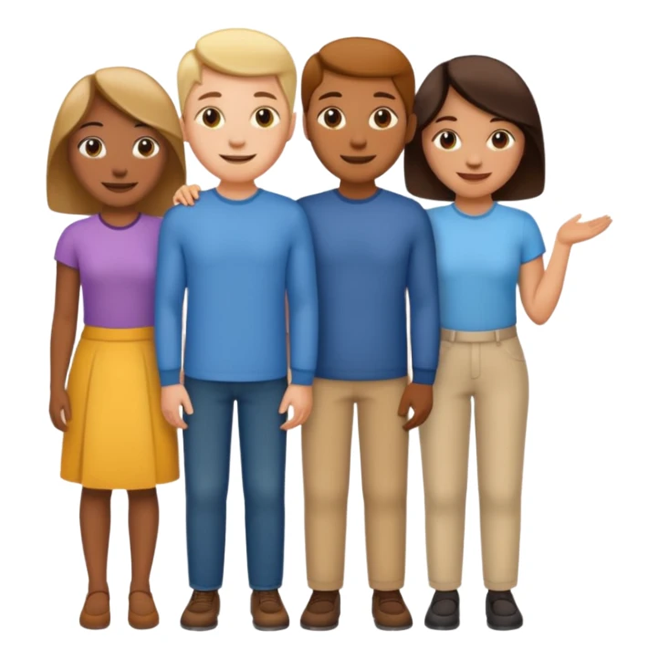 A line of 5 people standing one behind the other sticker