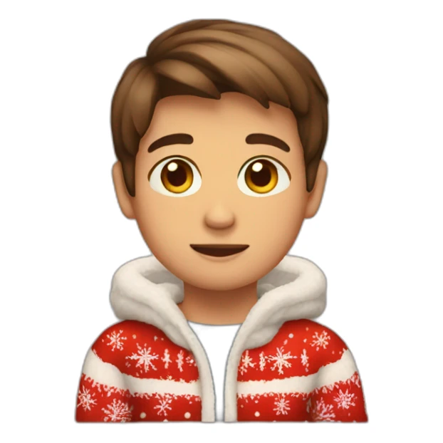 young boy brown hair sitting in christmas sweather sticker