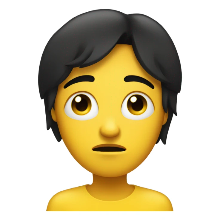 yellow sad face with black hair covering one eye sticker
