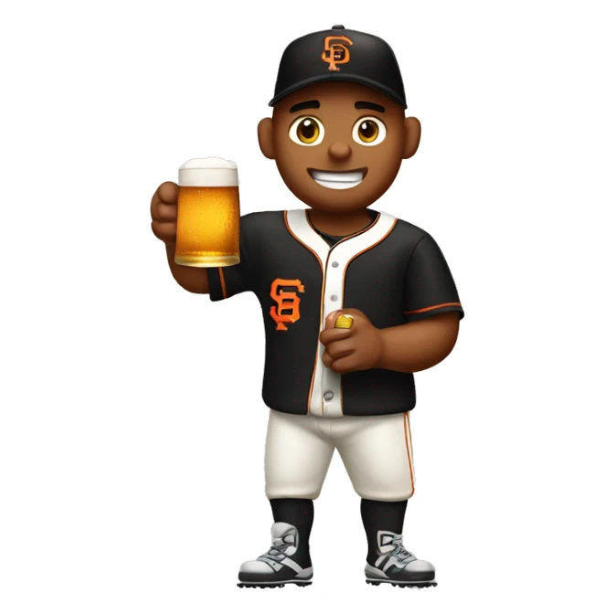 A SF Giants baseball player with a beer in their hand taming a tiger sticker