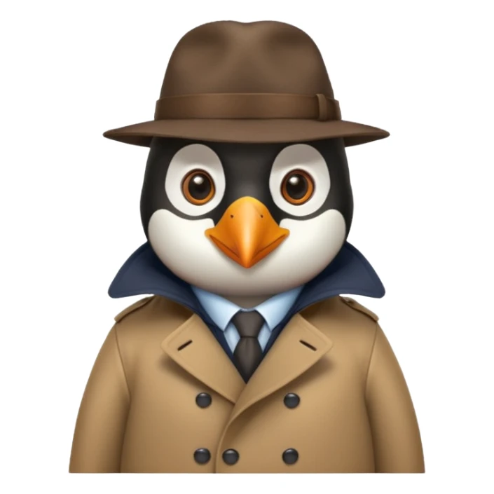 kahverengi trençkotlu penguen dedektif  sticker