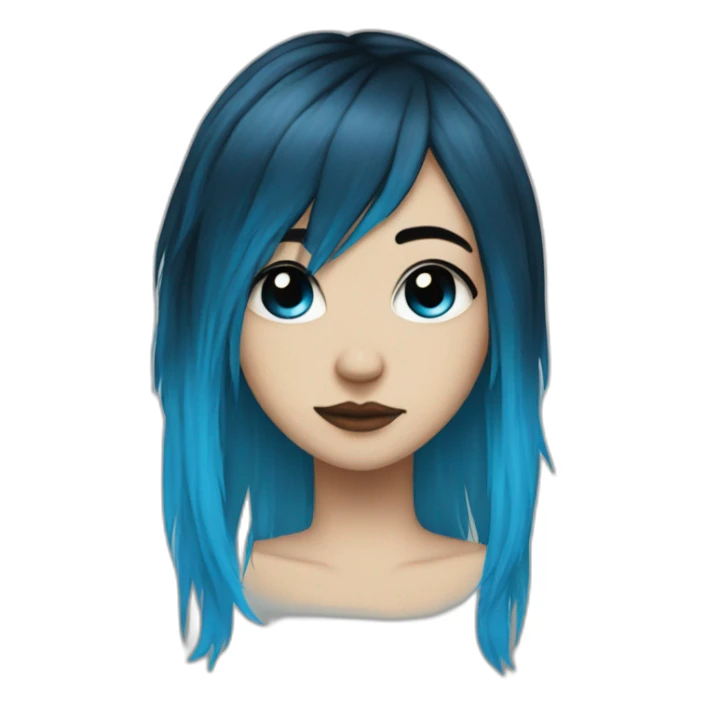 Emo girl piercings and long choppy blue hair side bangs sticker
