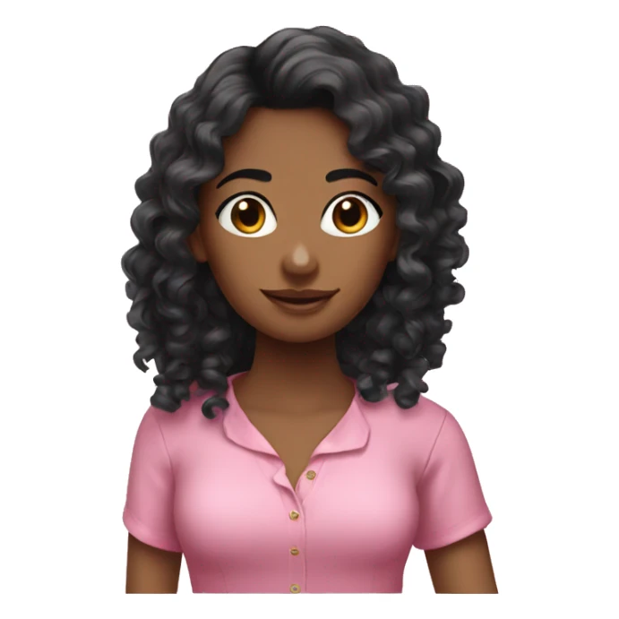 Long black Curly hair girl pink blouse sticker