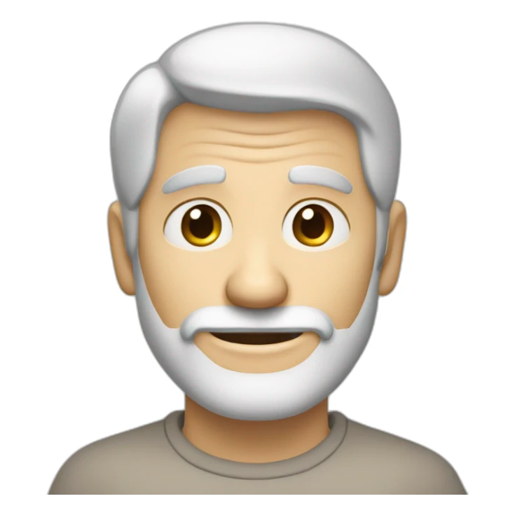 old whit guy with angulous face, 3 days beard, blue eyes, short hair, smily face sticker