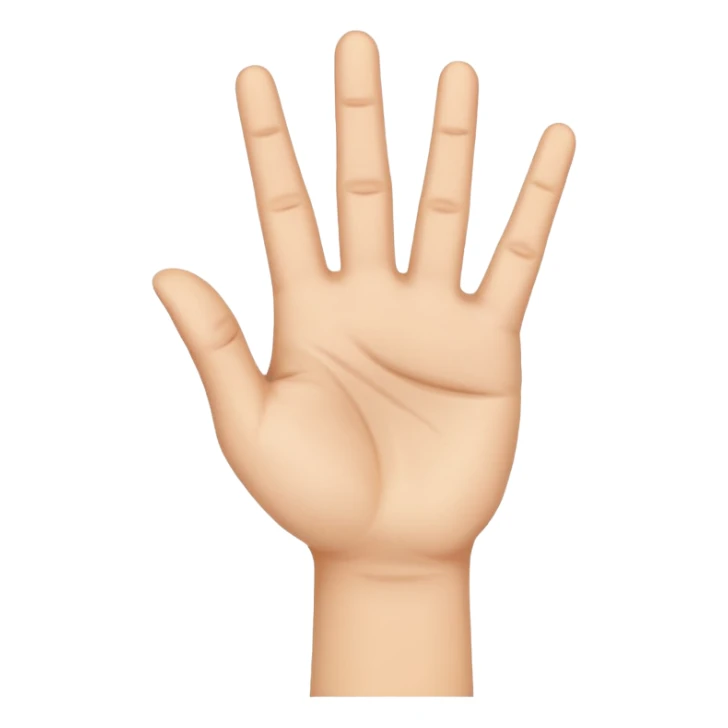a hand with the palm facing the screen shows peace, but with the thumb, index and middle fingers sticker
