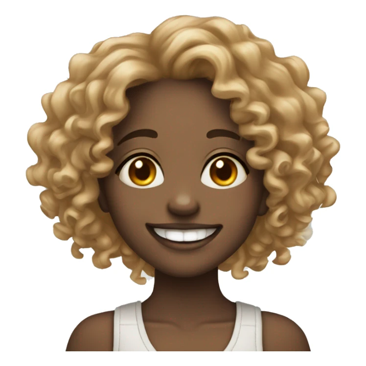 smiling girl with curly hair with septum ring and braces sticker