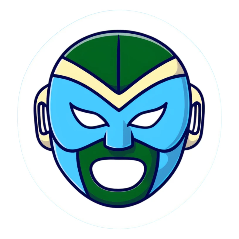 dark green, cream, and Carolina blue luchador mask sticker