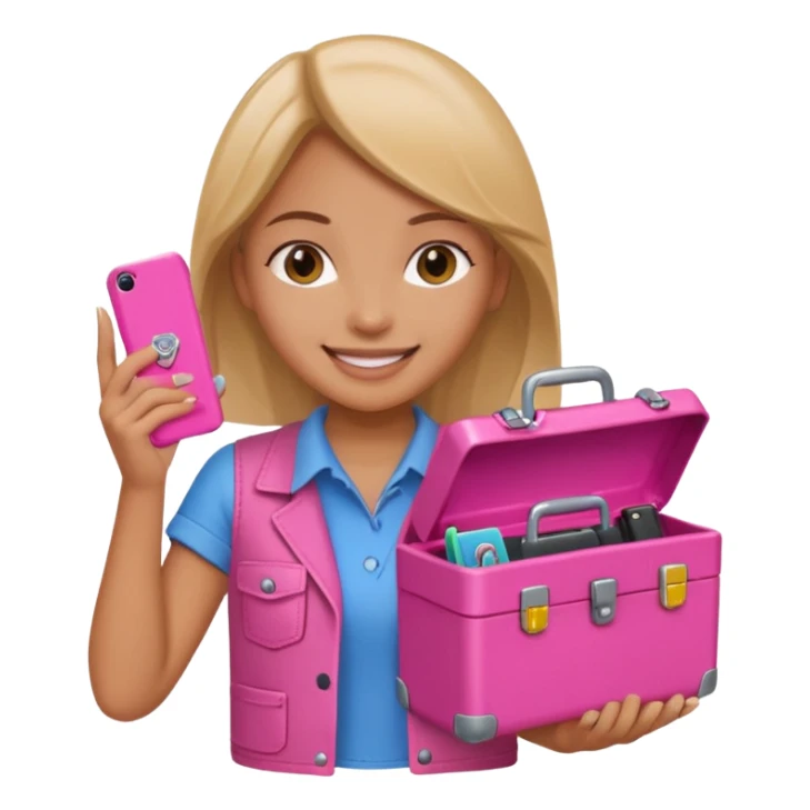 nig girly cellphone with a pink mini toolbox sticker