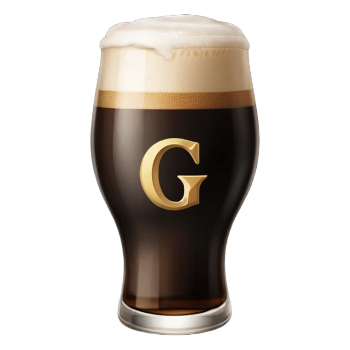 Guiness stout glass with letter 'G', filled precisely to the horizontal midline of the 'G', perfectly 'splitting' the letter. sticker