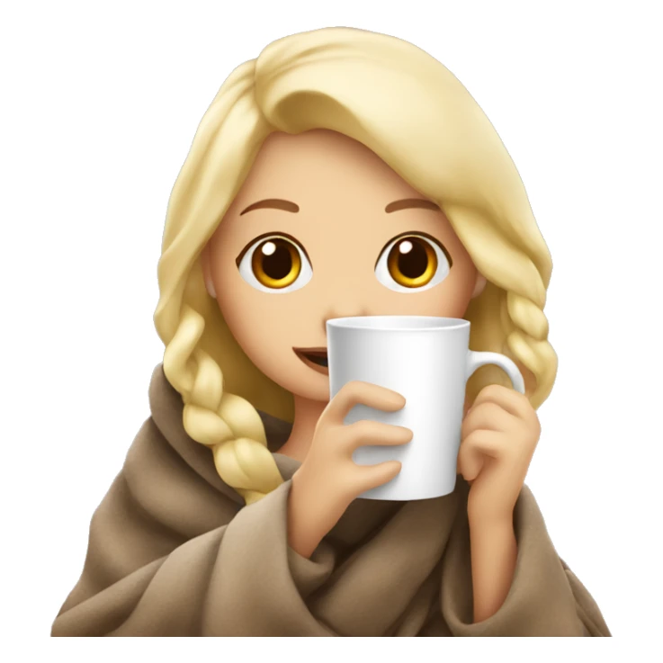  Cute Blonde girl wrapped in blanket drinking coffee sticker