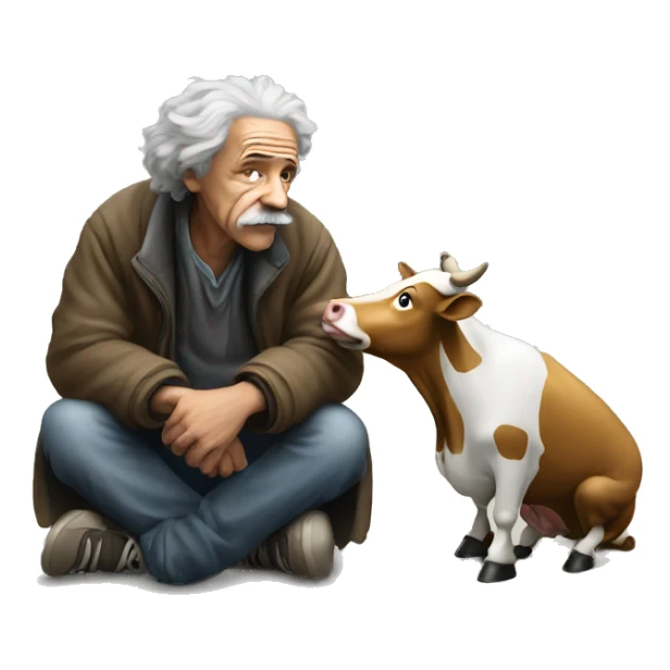 homeless begging son of einstein and cow sticker