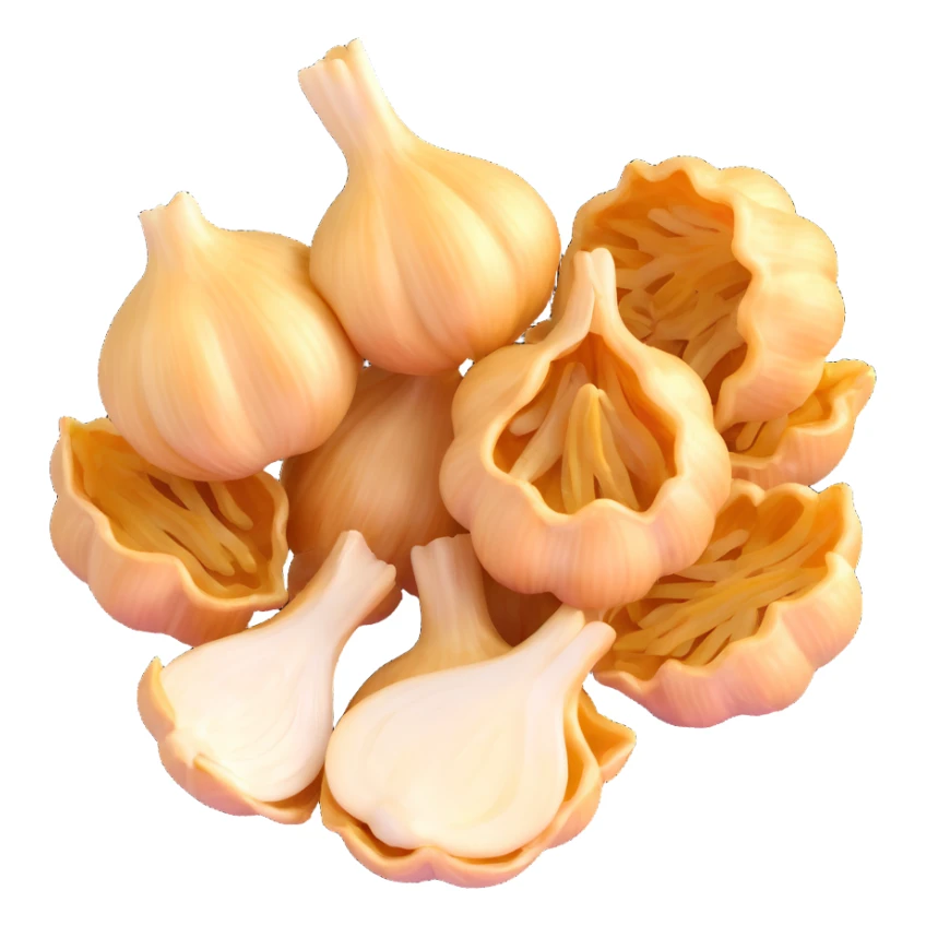 crispy fried garlic, clean, minimal, cute, well-lit, soft shadow, white background sticker