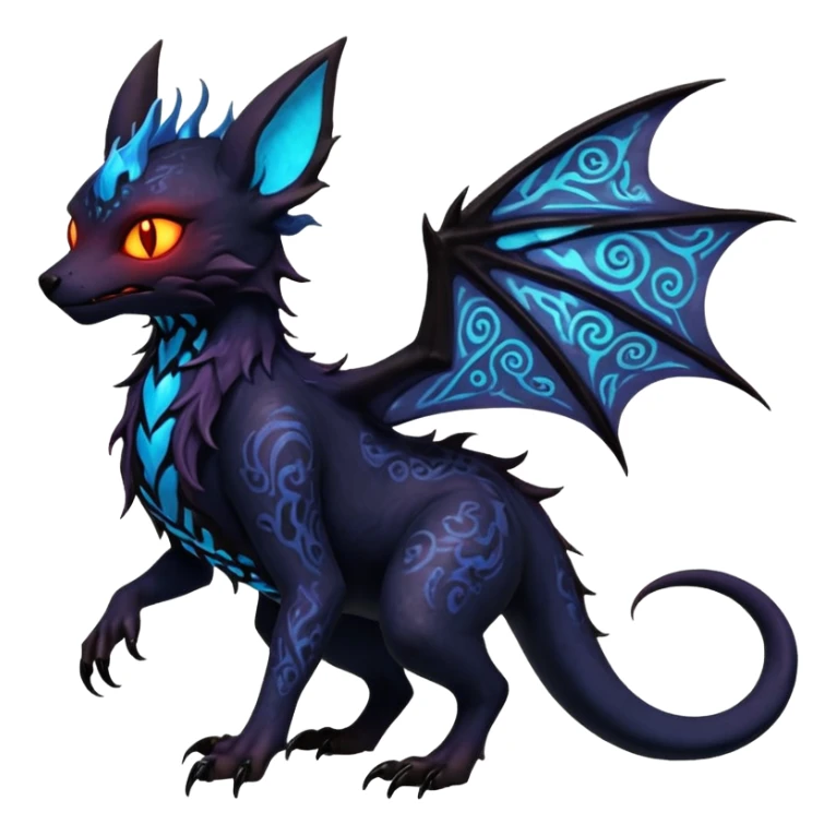 Shiny Fiery Dark Ugly Evil Realistic Glowing Eldritch Horror Cool Edgy Badass Emo Demonic Batty Dusky Ethereal Punky Aural Bioluminescent Hideous Canine-Litten-Amaura-Salandit-Noibat-Flareon-Fakémon-fusion (full body) with intricate pattern markings sticker