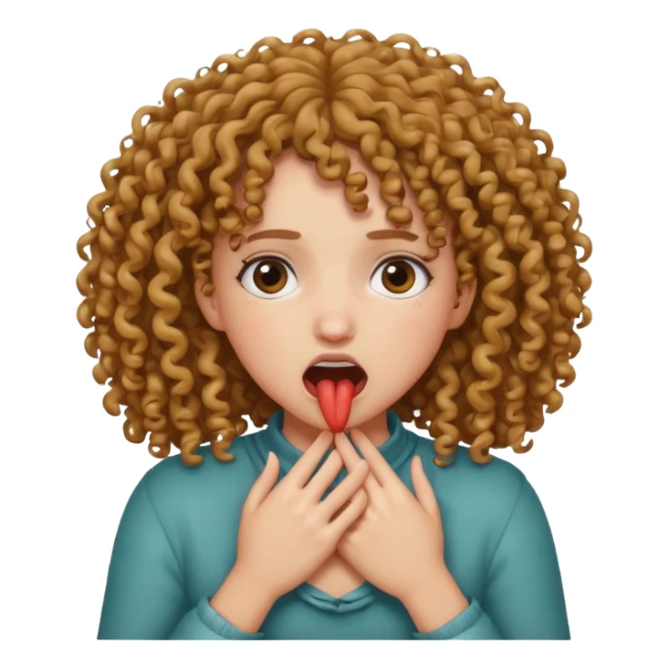 Mixed curly haired girl choking herself with her own hands  sticker