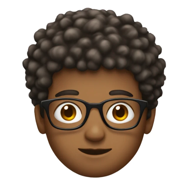 a boy with short beam texture perm, square glasses and a mole on right face sticker