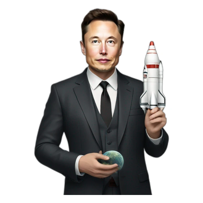 elon musk with rocket in hand sticker