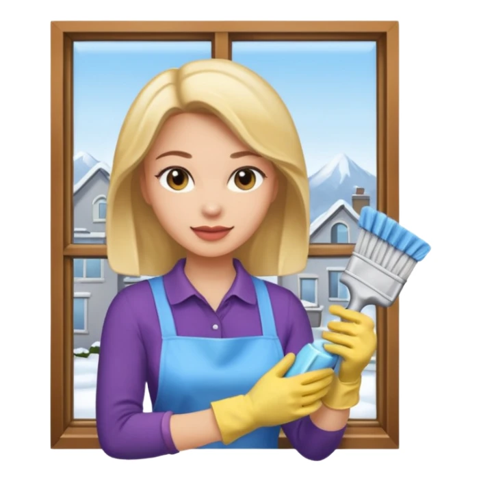 Femme nettoyant les fenêtres sticker