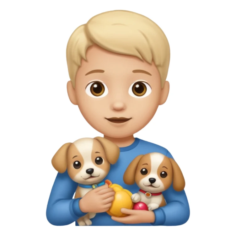 child with dog toy sticker