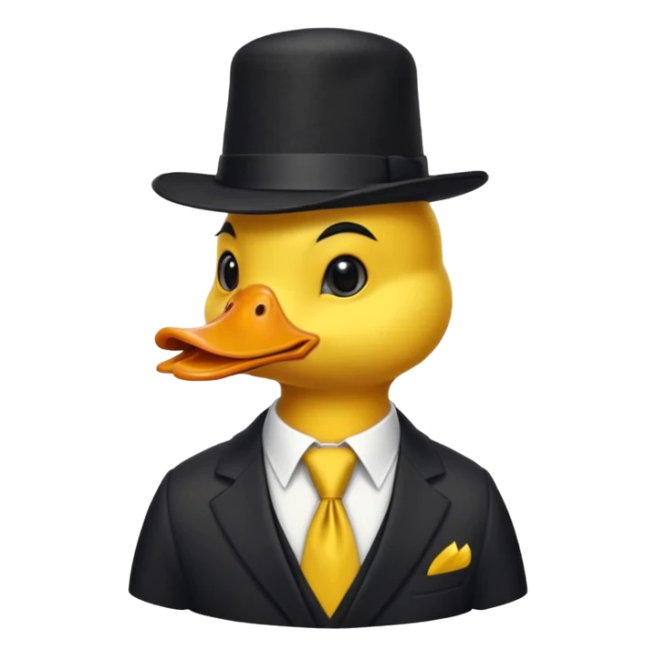 duck wearing a black tall hat and tie  sticker