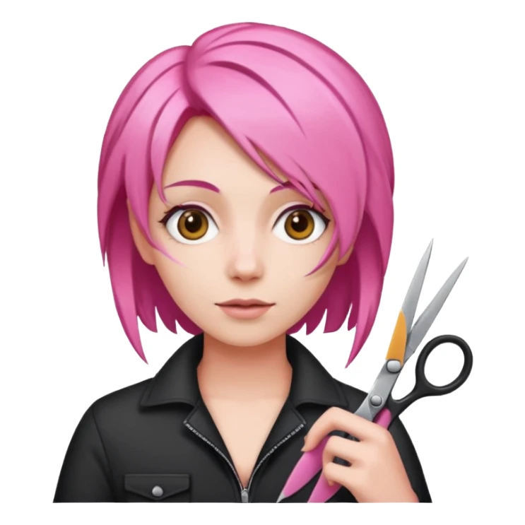 Pink hair scissor sticker