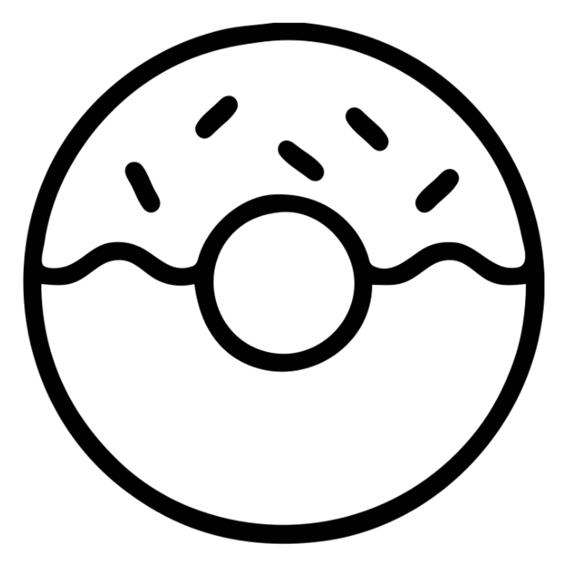 simple black outline of a donut, minimal style sticker