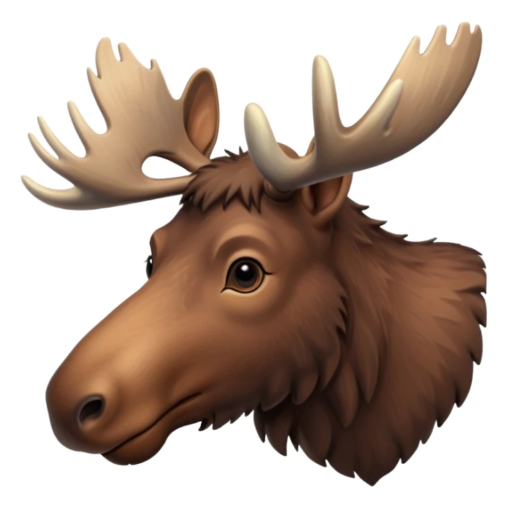 A high-resolution digital illustration of a young moose in a clean, semi-realistic style. The young moose is shown facing sideways head tilted  sticker