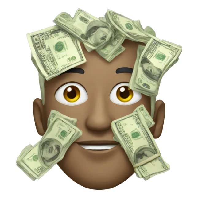 man covered of money sticker