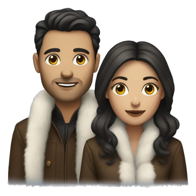 Dark haired White couple in long fur coats sticker