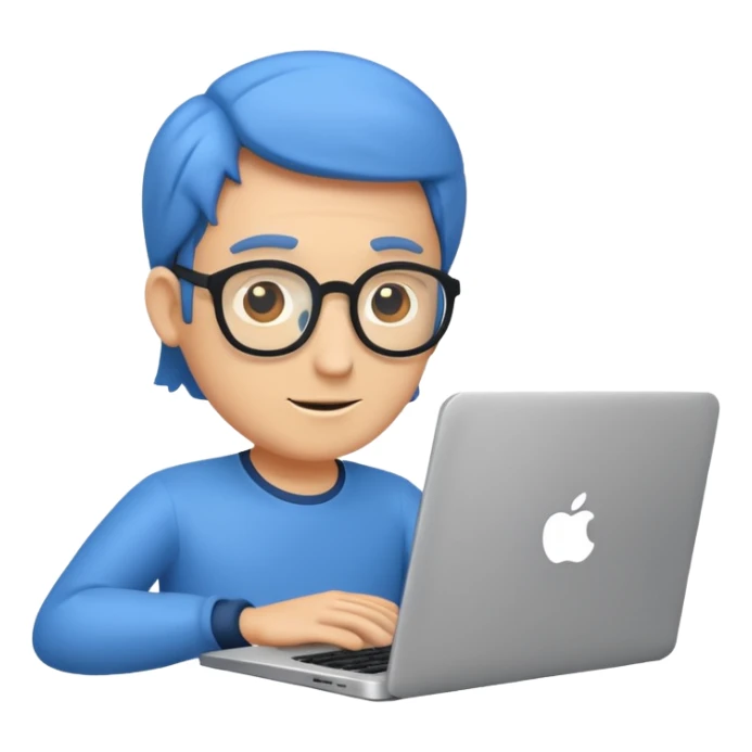 A tech guru in the front of a laptop sticker
