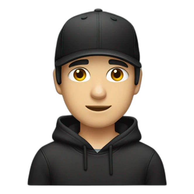 Strong Male caucasian Designer With black hair wearing flat bill hat and black hoodie sticker