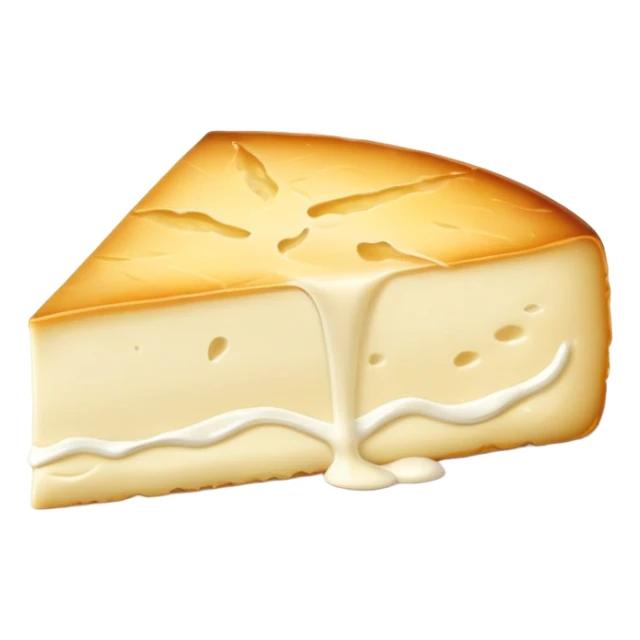 cinematic-realistic-brie-cheese-emoji,-featuring-a-creamy gooey center,-soft-ripened-cheese-with-a-delicate white rind-rendered-with-lifelike-detail-and-inviting,-natural-lightingwith a slide showing the gooey center sticker