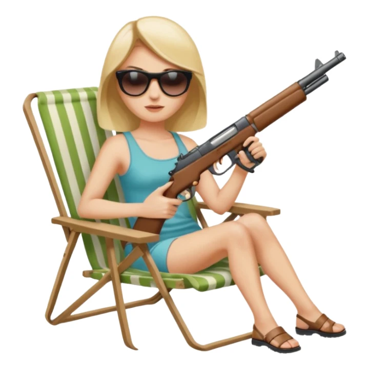 lady in a lawn chair with a gun sticker