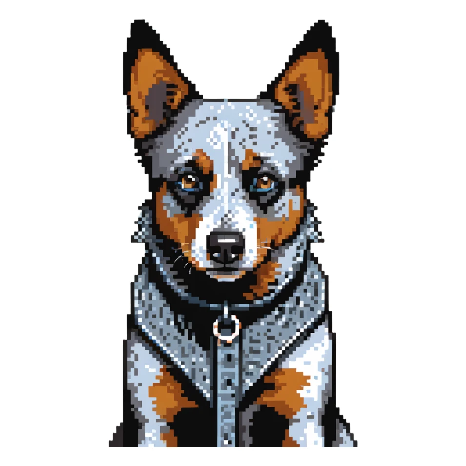 head shot of blue heeler cattle dog with distinctive blue-gray speckled coat sticker