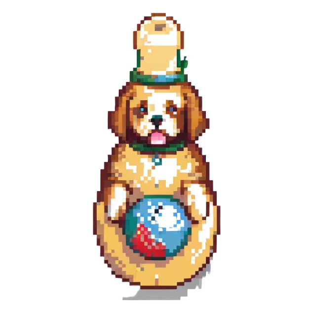 bowling skittle with puppy head on top sticker