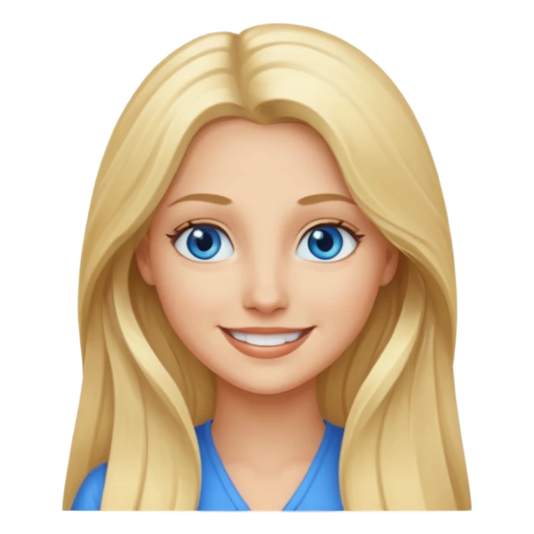 blonde woman blue eyes, long hair, smile sticker