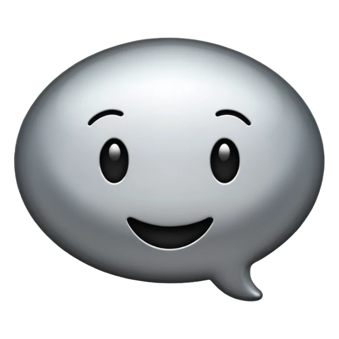 emoji chat burbulas juodai baltas su mettalic efektu sticker