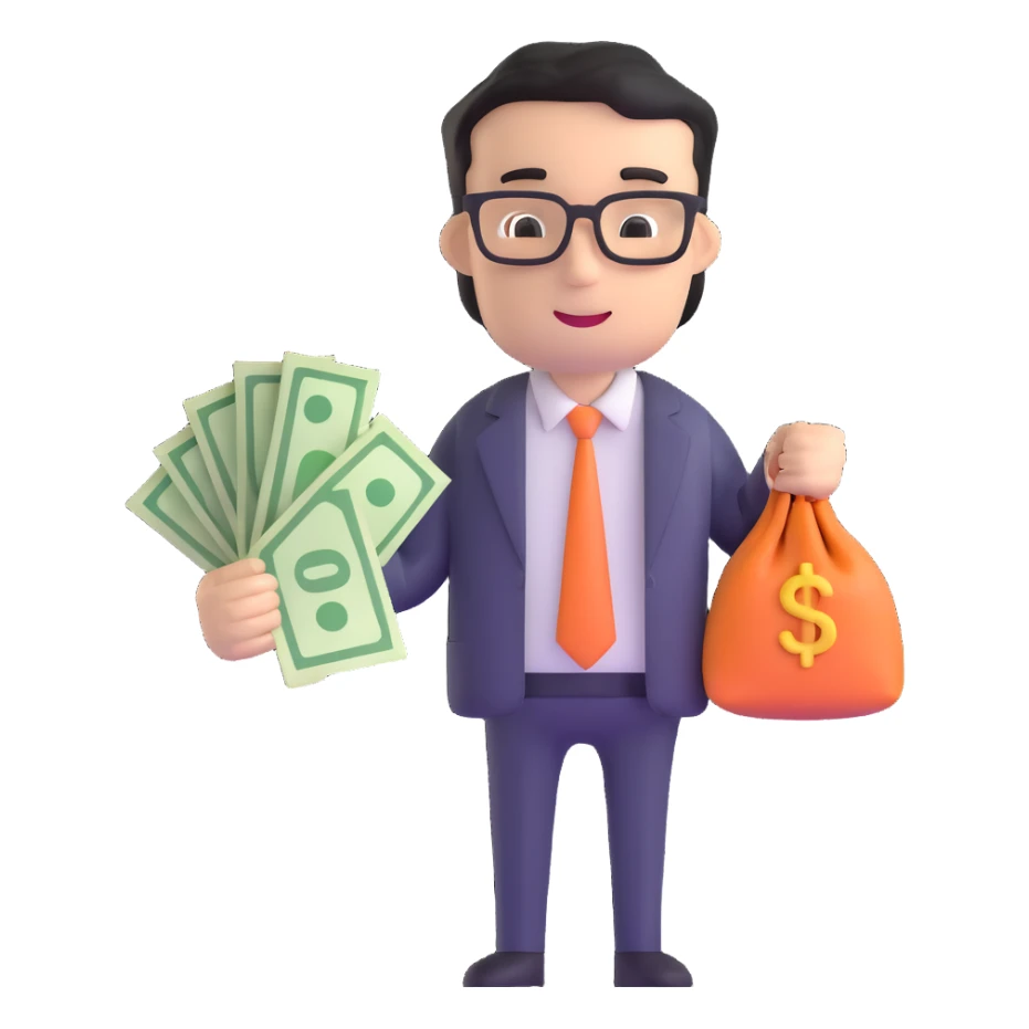 accountant with money bags sticker