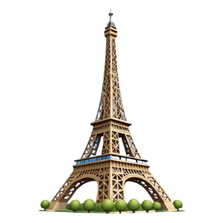 Eiffel Tower emoji, Paris theme, iconic landmark, clear structure, blue sky background sticker