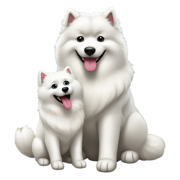 samoyed and malamute sitting together with their tongues out sticker