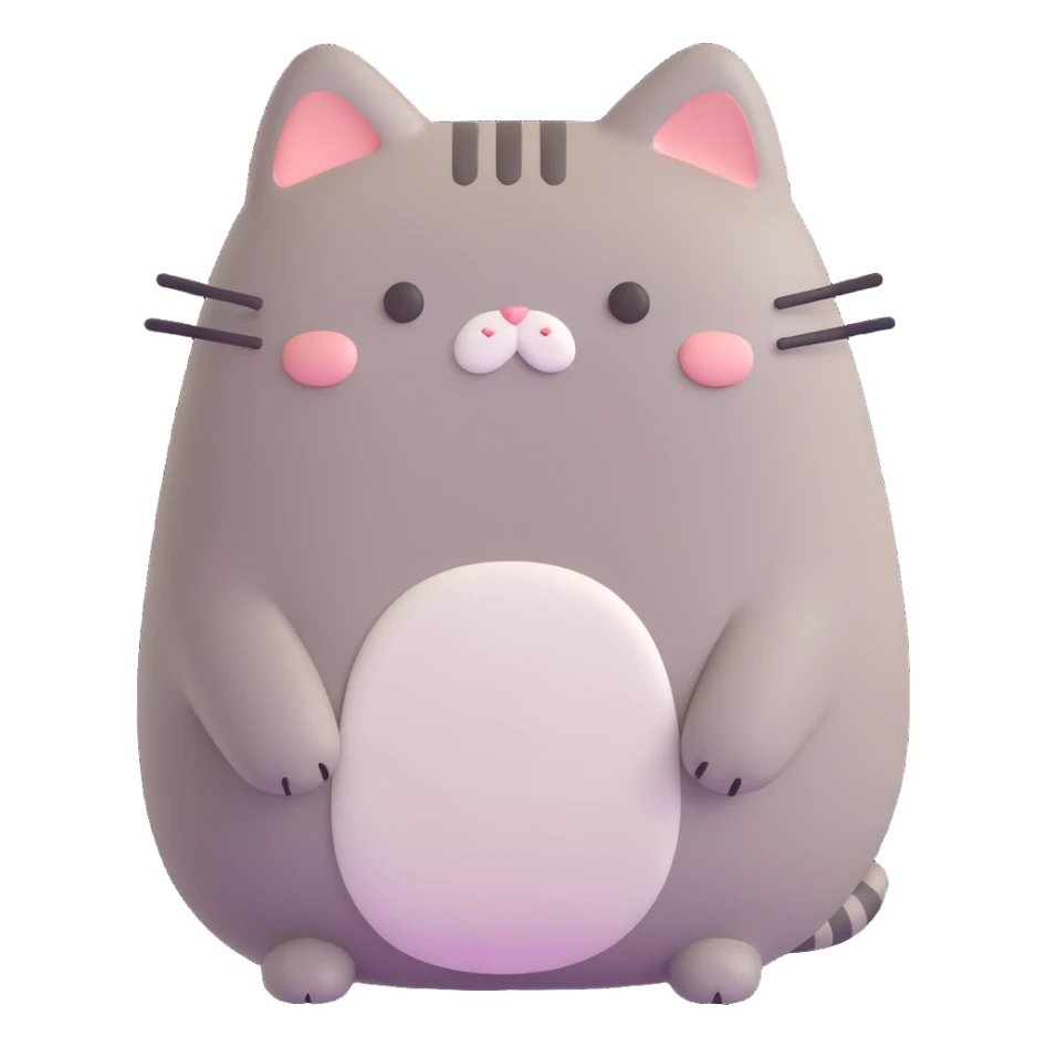 pusheen cat frowning with a single tear, 3D style, soft lighting sticker