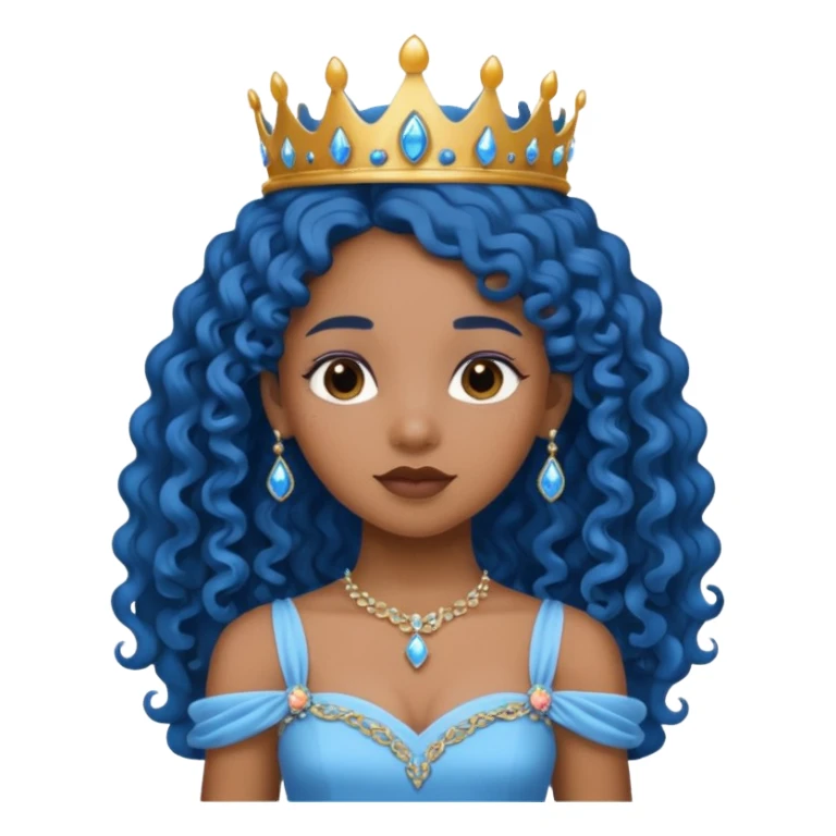 black girl blue long curlly hair princess  sticker