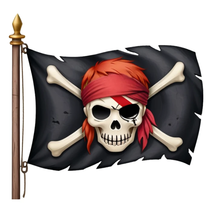 One Piece Red Hair Pirates flag with three scars sticker