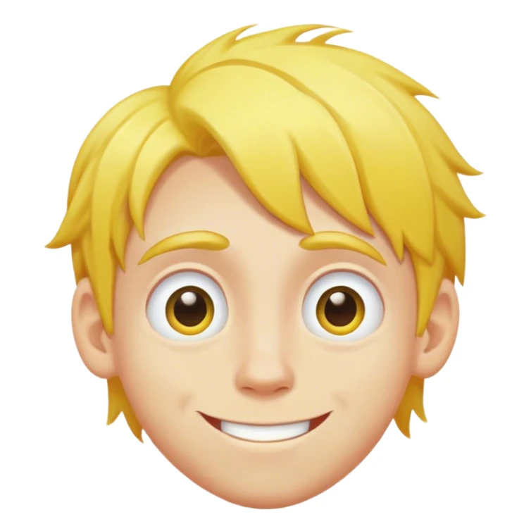 a boy with yellow hair lazy eye and a goofy smile sticker