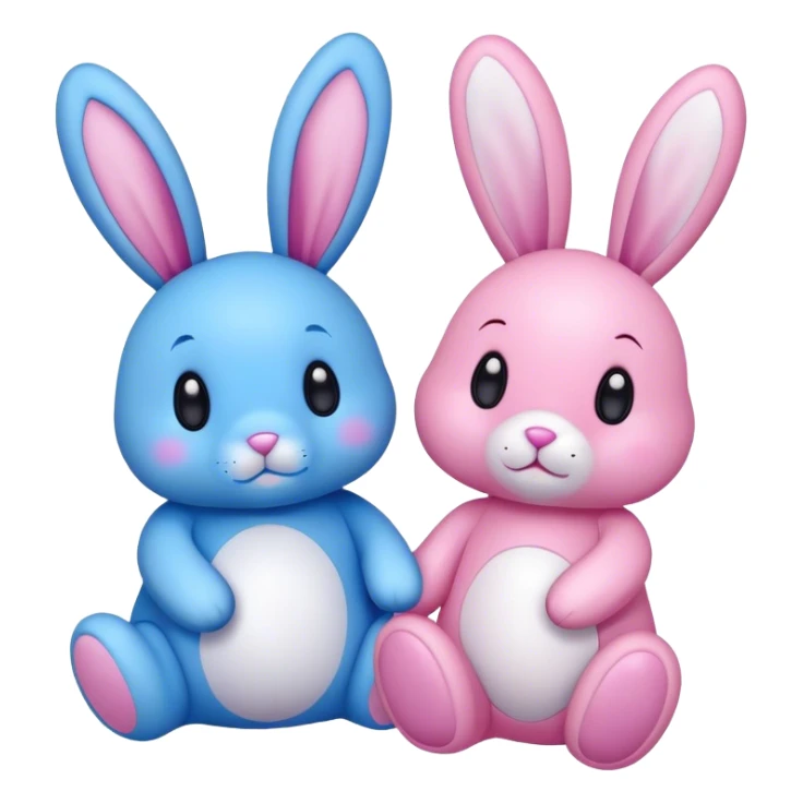 2 plushy bunny’s one blue on pink sticker
