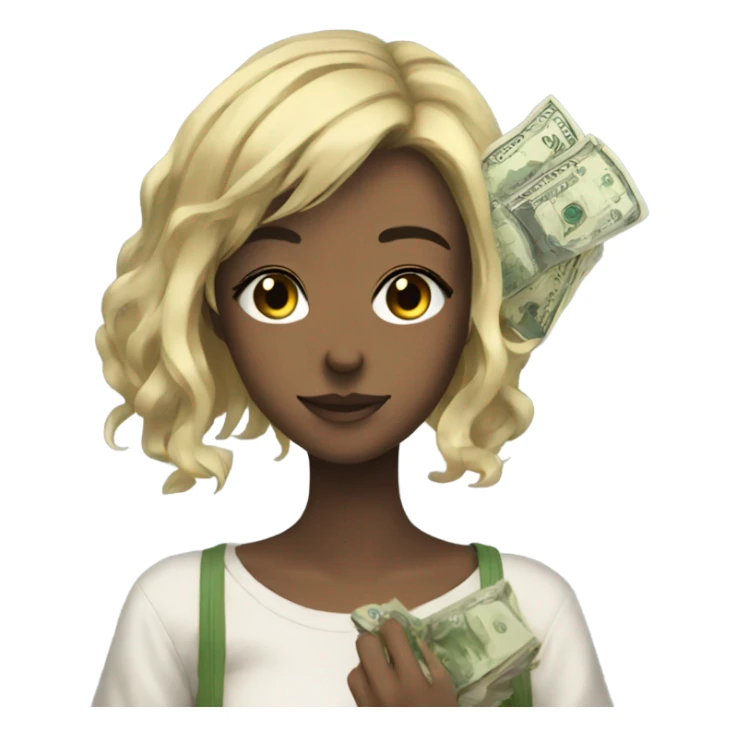 Anime girl with money sticker