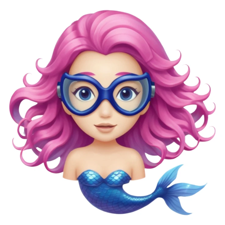 Mermaid wearing a light pink snorkel mask sticker