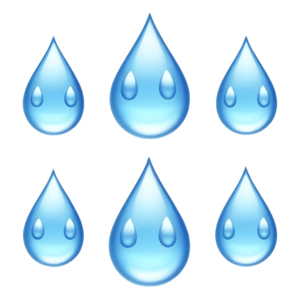 three equally sized droplets stacked on top of each other with two other droplets going outward from the middle droplet; 5 droplets total sticker