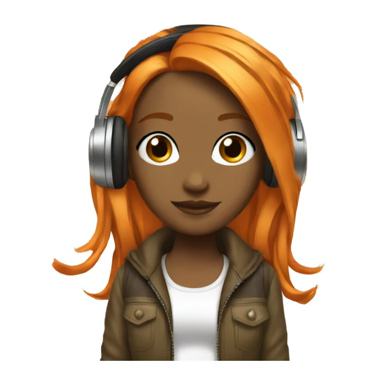 Girl Dj long Orange hair headset sticker
