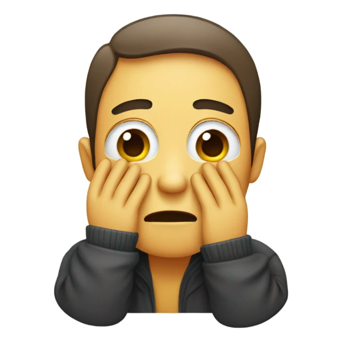 an embarrassed face with hands covering the eyes sticker